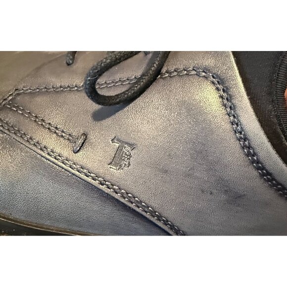 Tod’s Men’s Black Leather Derby Shoes Size 9 | Italian Luxury Lace-Up Dress Shoe - Picture 8 of 12